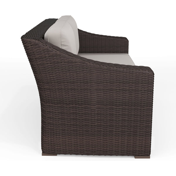 Tan Cushions/Brown Frame |#| Outdoor Modular Rattan Wicker Loveseat with All-Weather Cushions - Brown/Tan