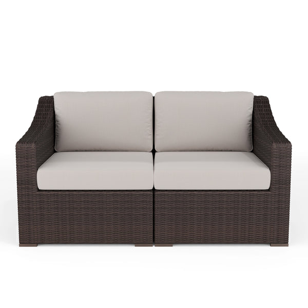 Gray Cushions/Gray Frame |#| Outdoor Modular Rattan Wicker Loveseat with All-Weather Cushions - Gray/Gray