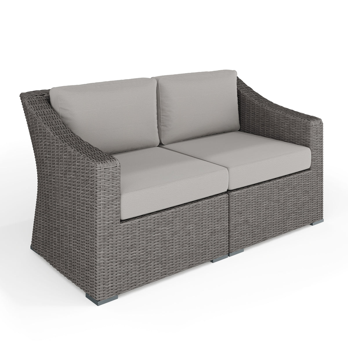 Gray Cushions/Gray Frame |#| Outdoor Modular Rattan Wicker Loveseat with All-Weather Cushions - Gray/Gray