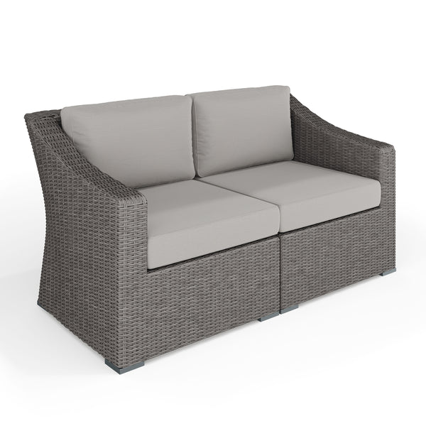 Gray Cushions/Gray Frame |#| Outdoor Modular Rattan Wicker Loveseat with All-Weather Cushions - Gray/Gray