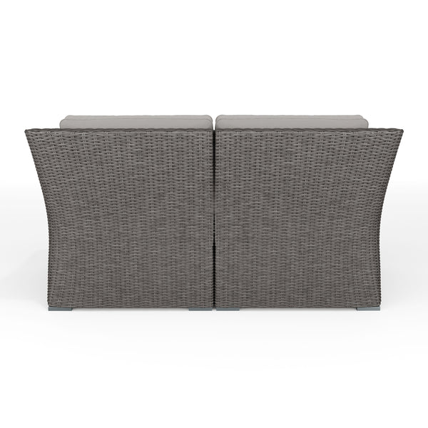 Gray Cushions/Gray Frame |#| Outdoor Modular Rattan Wicker Loveseat with All-Weather Cushions - Gray/Gray