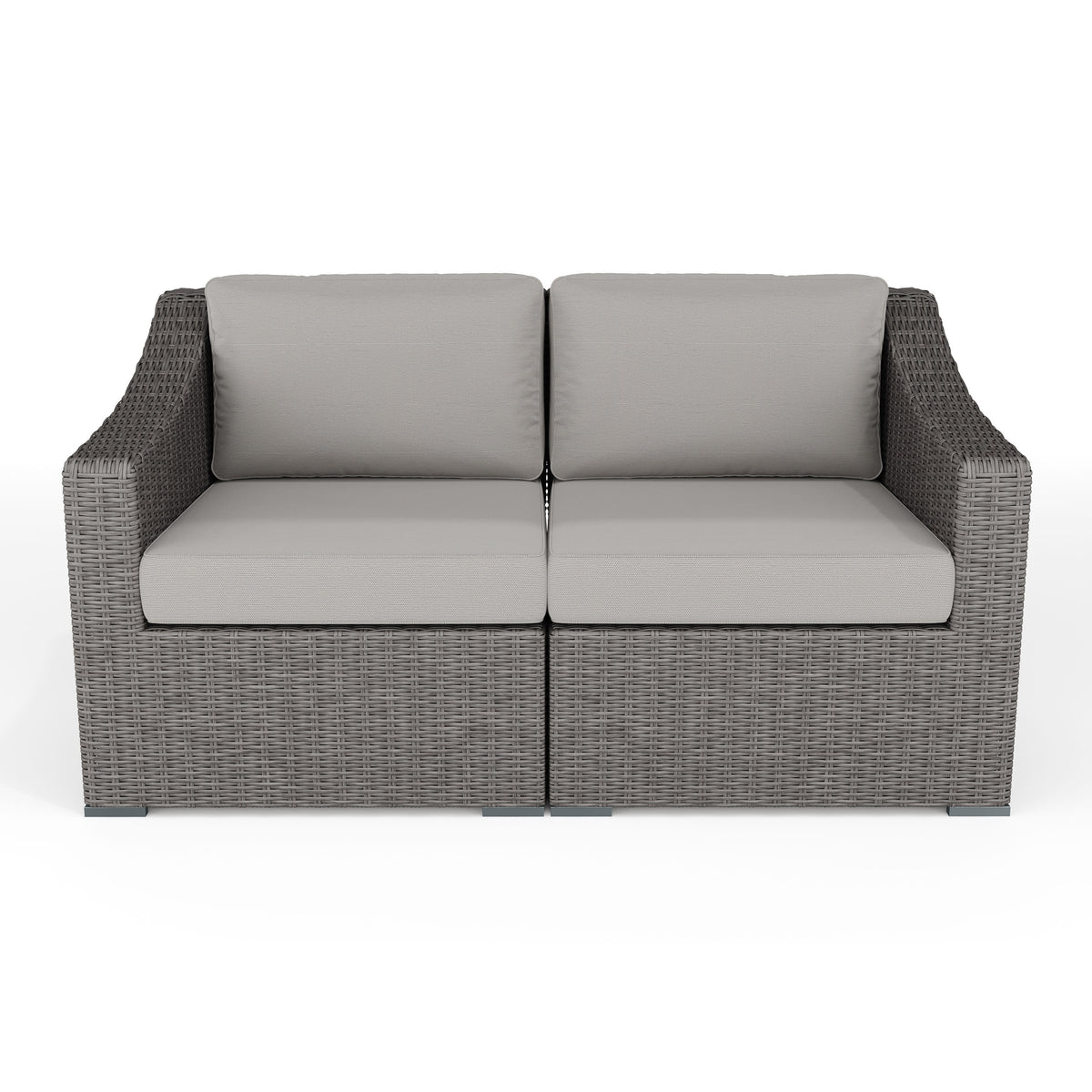 Gray Cushions/Gray Frame |#| Outdoor Modular Rattan Wicker Loveseat with All-Weather Cushions - Gray/Gray