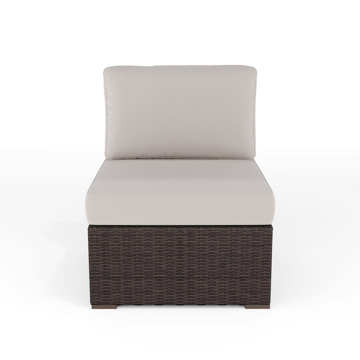 Tan Cushions/Brown Frame |#| Outdoor Modular Rattan Wicker Patio Sectional Sofa Center Seat - Brown/Tan
