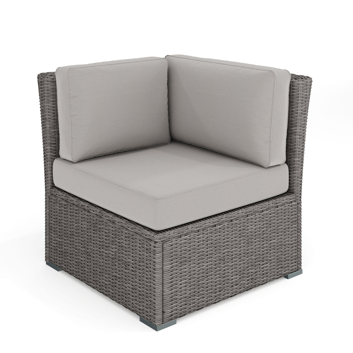 Gray Cushions/Gray Frame |#| Outdoor Modular Rattan Wicker Patio Sectional Sofa Corner Seat - Gray/Gray