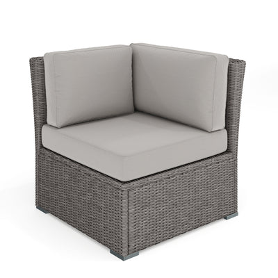Bedford Indoor-Outdoor Modular Patio Sectional Sofa Corner Seat in Rattan Wicker with All-Weather Cushions - View 1