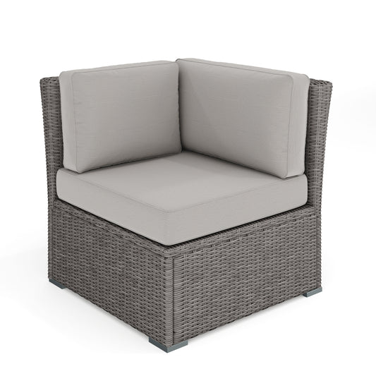 Bedford Indoor-Outdoor Modular Patio Sectional Sofa Corner Seat in Rattan Wicker with All-Weather Cushions