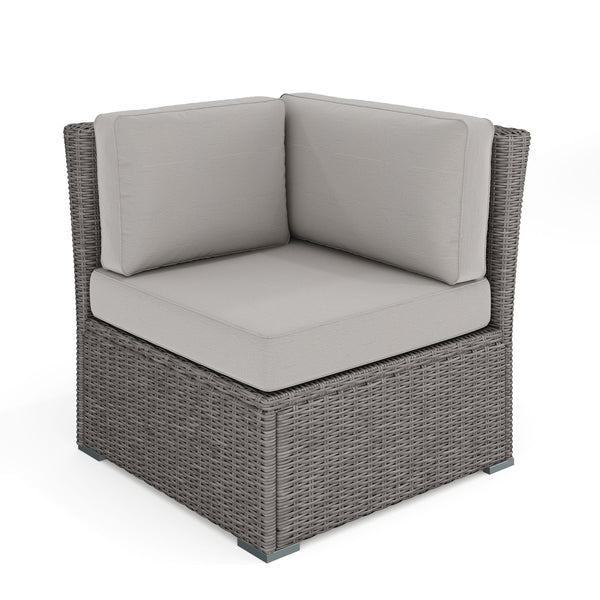 Gray Cushions/Gray Frame |#| Outdoor Modular Rattan Wicker Patio Sectional Sofa Corner Seat - Gray/Gray