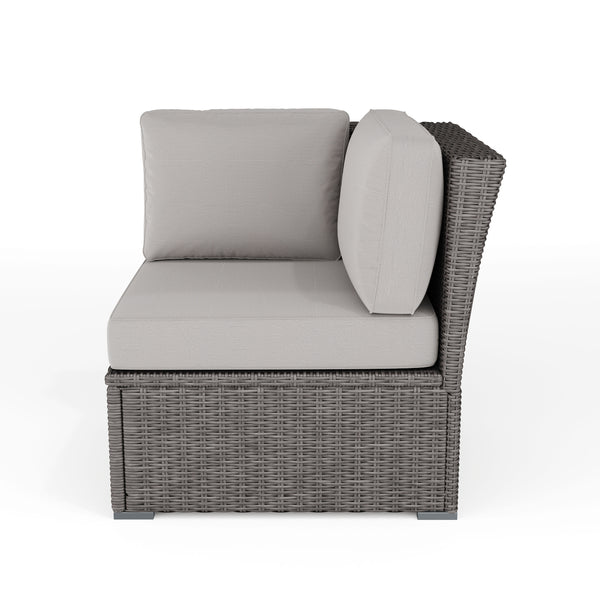 Tan Cushions/Brown Frame |#| Outdoor Modular Rattan Wicker Patio Sectional Sofa Corner Seat - Brown/Tan