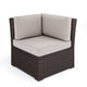 Tan Cushions/Brown Frame |#| Outdoor Modular Rattan Wicker Patio Sectional Sofa Corner Seat - Brown/Tan