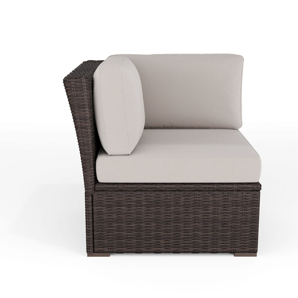 Tan Cushions/Brown Frame |#| Outdoor Modular Rattan Wicker Patio Sectional Sofa Corner Seat - Brown/Tan