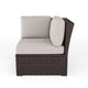 Tan Cushions/Brown Frame |#| Outdoor Modular Rattan Wicker Patio Sectional Sofa Corner Seat - Brown/Tan
