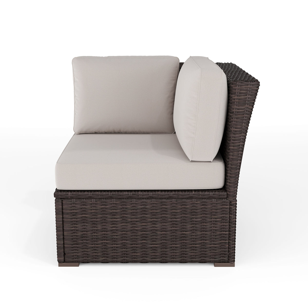 Tan Cushions/Brown Frame |#| Outdoor Modular Rattan Wicker Patio Sectional Sofa Corner Seat - Brown/Tan