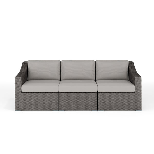 Gray Cushions/Gray Frame |#| Outdoor Modular Rattan Wicker Sofa with All-Weather Cushions - Gray/Gray