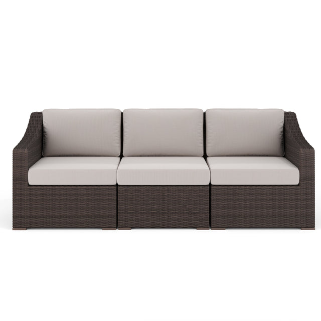 Bedford Indoor-Outdoor Modular Patio Sofa in Rattan Wicker with All-Weather Cushions - View 1