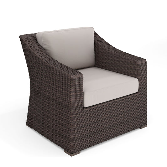 Bedford Indoor-Outdoor Patio Accent Chair in Rattan Wicker with All-Weather Cushions