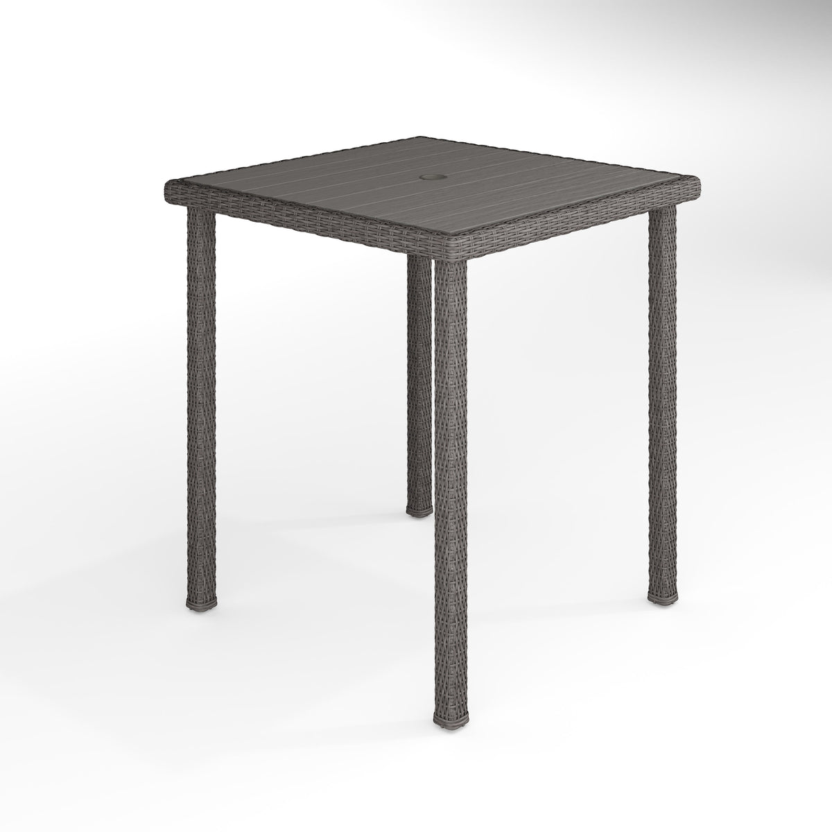 Gray |#| Outdoor Rattan Wicker Patio Bar Table with Engineered Wood Top - Gray