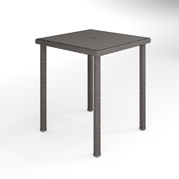 Gray |#| Outdoor Rattan Wicker Patio Bar Table with Engineered Wood Top - Gray