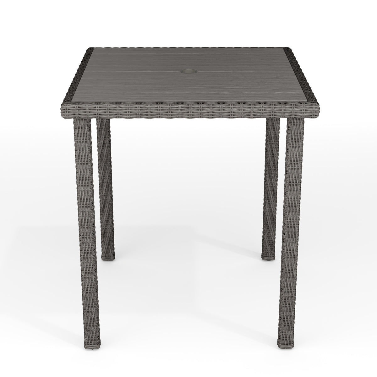 Gray |#| Outdoor Rattan Wicker Patio Bar Table with Engineered Wood Top - Gray