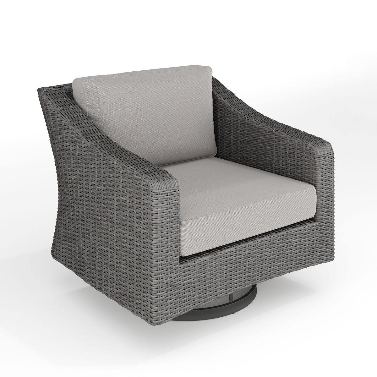 Gray Cushions/Gray Frame |#| Outdoor Rattan Wicker Swivel Chair with All-Weather Cushions - Gray/Gray