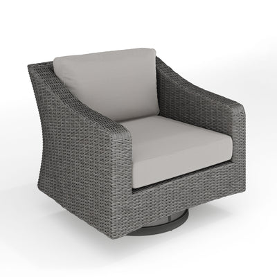 Outdoor Rattan Wicker Swivel Chair with All-Weather Cushions - View 1