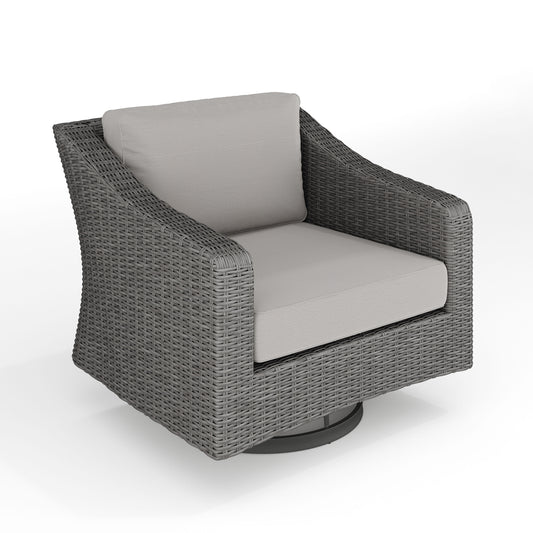 Gray Cushions/Gray Frame |#| Outdoor Rattan Wicker Swivel Chair with All-Weather Cushions - Gray/Gray