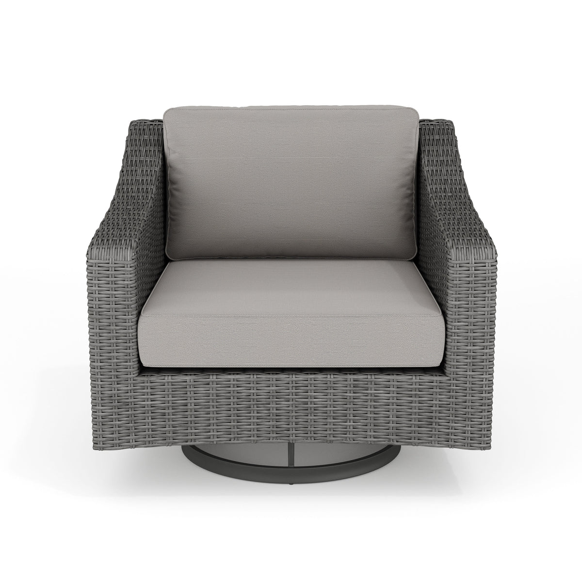 Gray Cushions/Gray Frame |#| Outdoor Rattan Wicker Swivel Chair with All-Weather Cushions - Gray/Gray