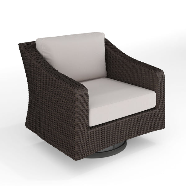 Tan Cushions/Brown Frame |#| Outdoor Rattan Wicker Swivel Chair with All-Weather Cushions - Brown/Tan