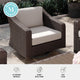 Tan Cushions/Brown Frame |#| Outdoor Rattan Wicker Swivel Chair with All-Weather Cushions - Brown/Tan