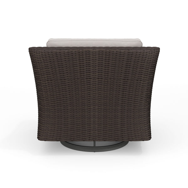 Tan Cushions/Brown Frame |#| Outdoor Rattan Wicker Swivel Chair with All-Weather Cushions - Brown/Tan