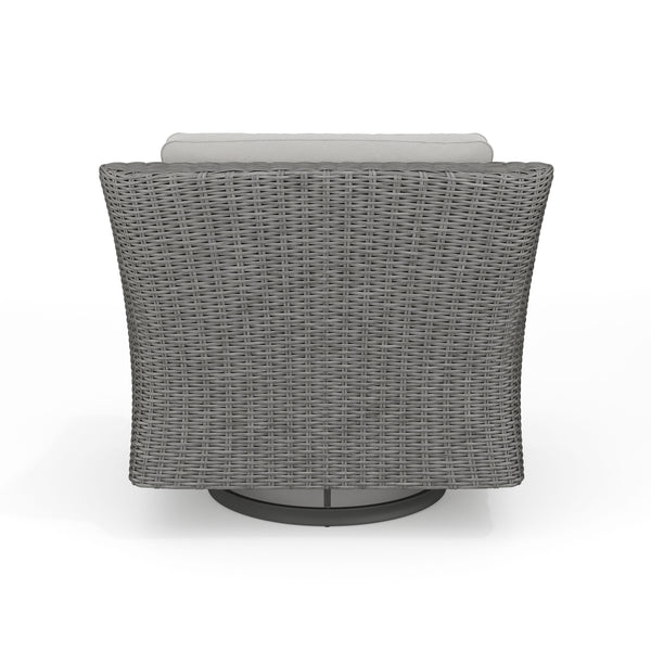 Gray Cushions/Gray Frame |#| Outdoor Rattan Wicker Swivel Chair with All-Weather Cushions - Gray/Gray