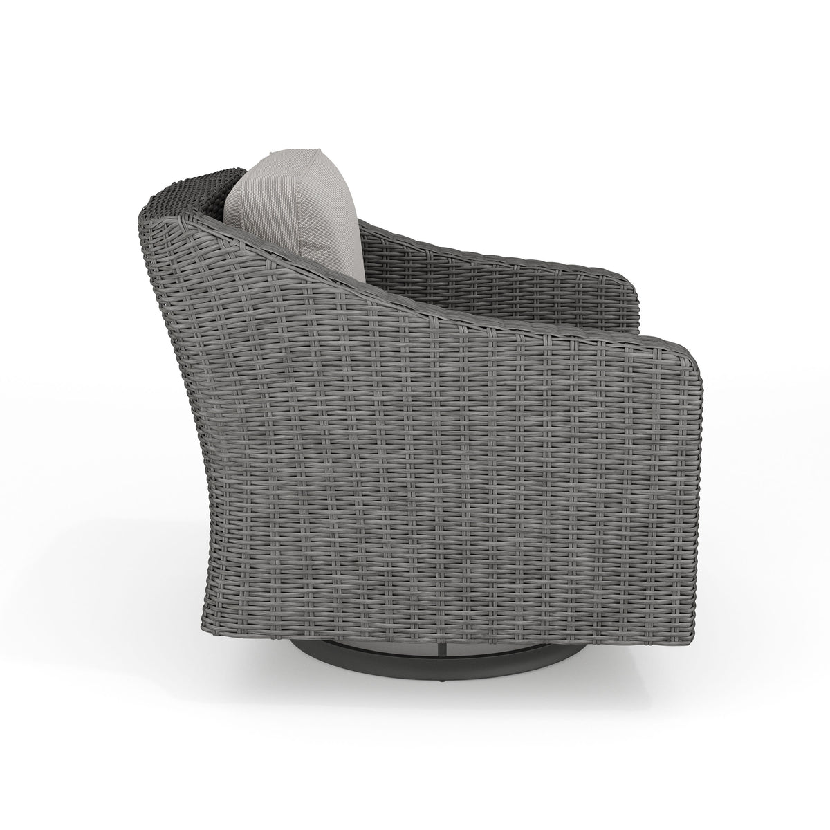 Gray Cushions/Gray Frame |#| Outdoor Rattan Wicker Swivel Chair with All-Weather Cushions - Gray/Gray