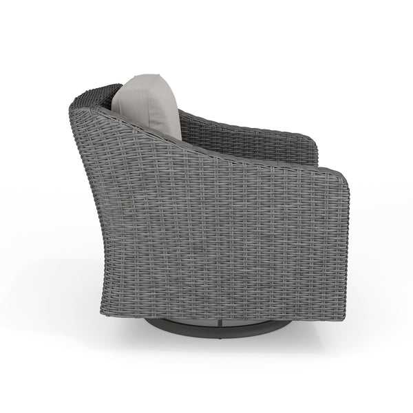 Gray Cushions/Gray Frame |#| Outdoor Rattan Wicker Swivel Chair with All-Weather Cushions - Gray/Gray