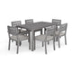 Gray |#| All-Weather Patio Set with 60" Table and 6 Stackable Dining Chairs - Gray/Gray