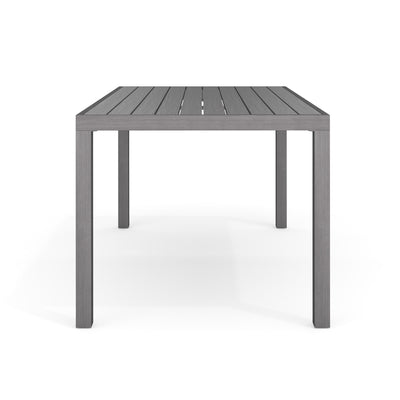 Bedford Indoor-Outdoor Patio Set with 60" Table and 6 Dining Chairs with Brushed Woodgrain Aluminum Finish and All-Weather Seat Cushions - View 2