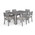Bedford Indoor-Outdoor Patio Set with 60" Table and 6 Dining Chairs with Brushed Woodgrain Aluminum Finish and All-Weather Seat Cushions