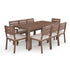 Bedford Indoor-Outdoor Patio Set with 70" Table and 8 Dining Chairs with Brushed Woodgrain Aluminum Finish and All-Weather Seat Cushions