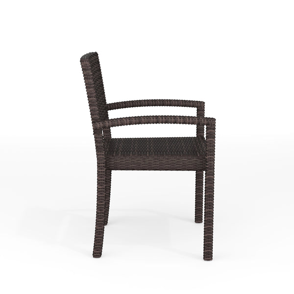 Brown |#| Outdoor Rattan Wicker Stackable Dining Armchair - Brown