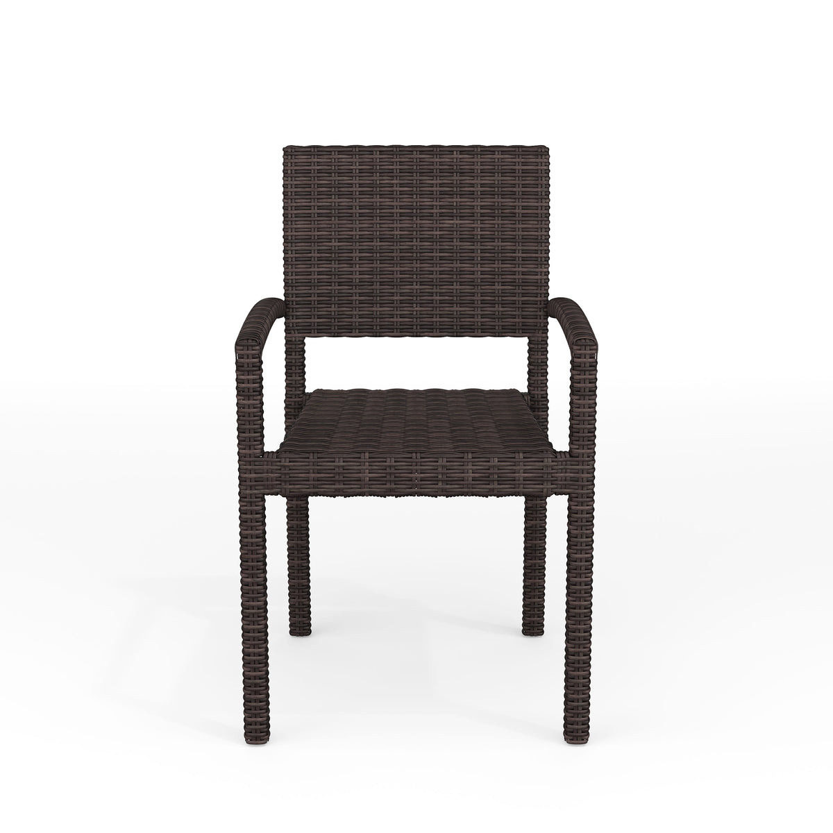 Brown |#| Outdoor Rattan Wicker Stackable Dining Armchair - Brown