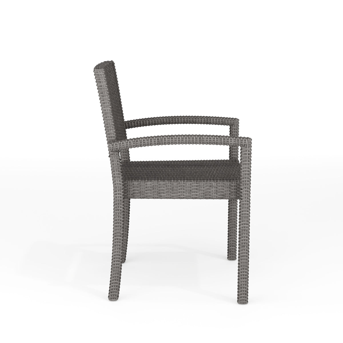 Gray |#| Outdoor Rattan Wicker Stackable Dining Armchair - Gray