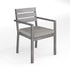 Bedford Indoor-Outdoor Stackable Patio Dining Armchair with Brushed Woodgrain Aluminum Finish and All-Weather Seat Cushion