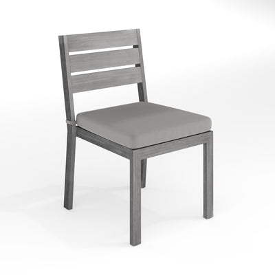 Bedford Indoor-Outdoor Stackable Patio Dining Chair with Brushed Woodgrain Aluminum Finish and All-Weather Seat Cushion - View 1