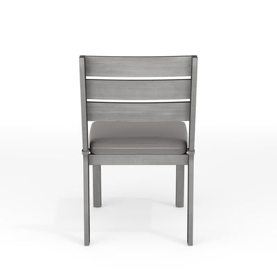 Bedford Indoor-Outdoor Stackable Patio Dining Chair with Brushed Woodgrain Aluminum Finish and All-Weather Seat Cushion - View 2
