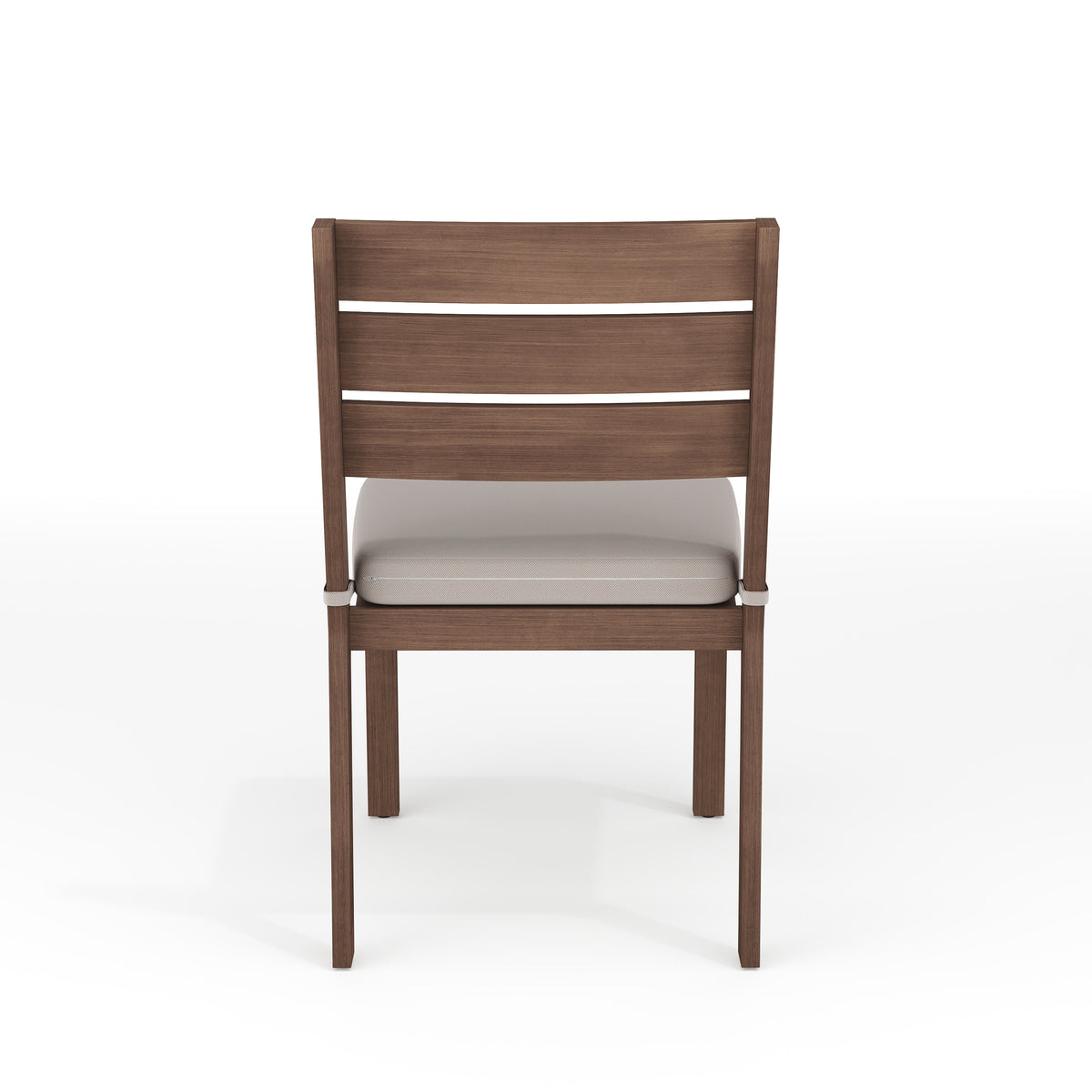 Brown |#| All-Weather Stacking Patio Side Dining Chair with Seat Cushion - Brown/Cream