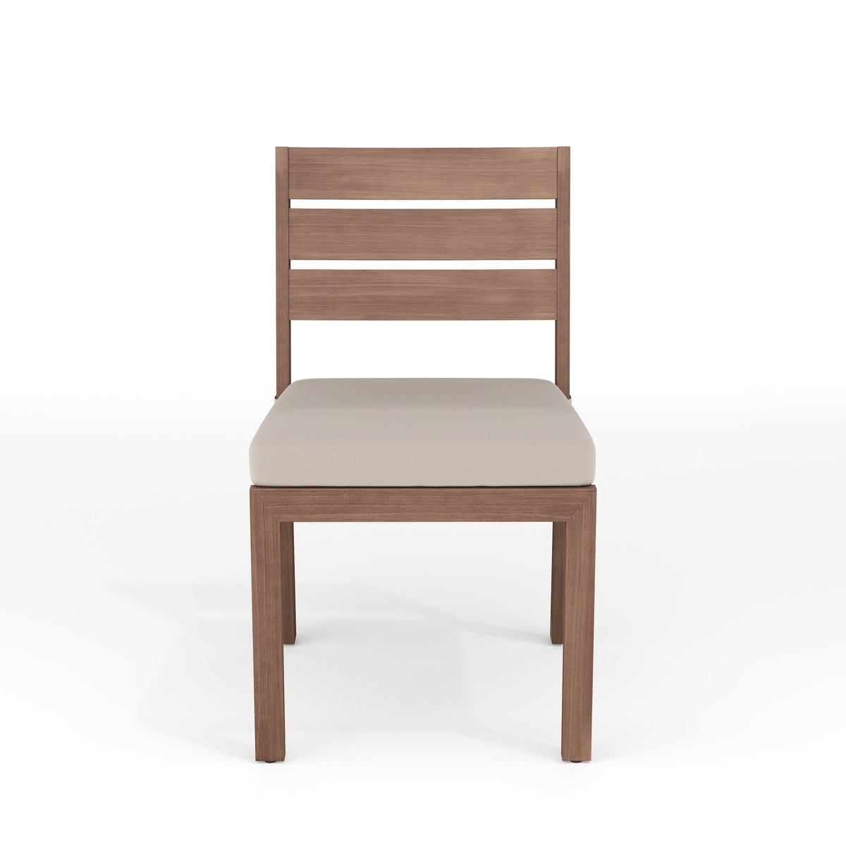 Brown |#| All-Weather Stacking Patio Side Dining Chair with Seat Cushion - Brown/Cream