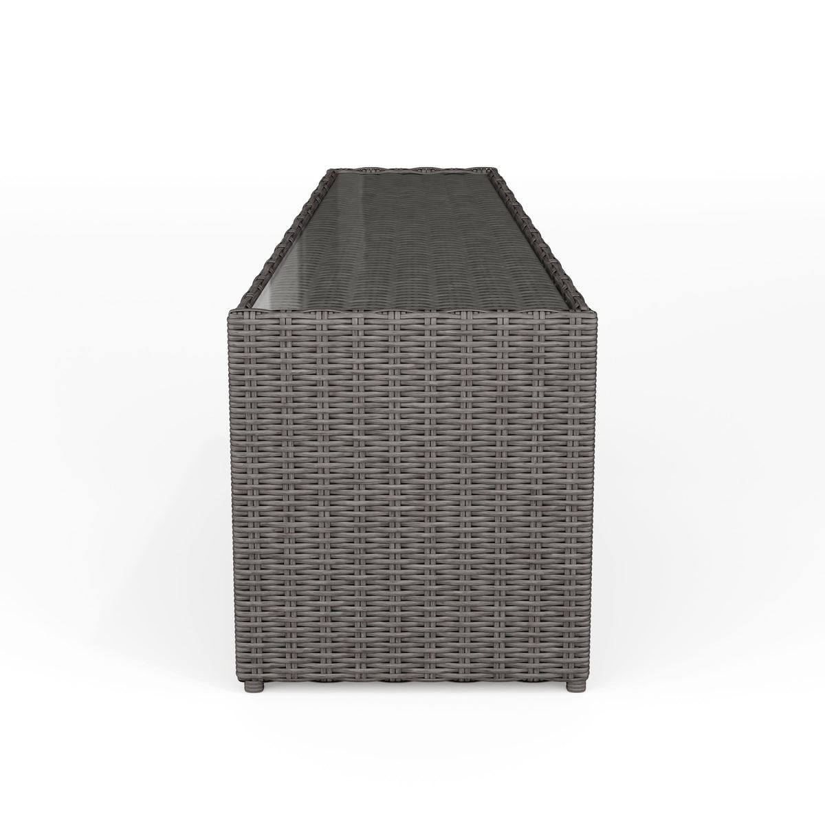 Gray |#| Outdoor Rattan Wicker Patio Side Table with Inset Tempered Glass Top - Gray