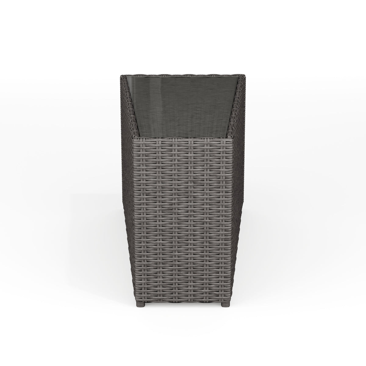 Gray |#| Outdoor Rattan Wicker Patio Side Table with Inset Tempered Glass Top - Gray