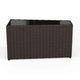 Brown |#| Outdoor Rattan Wicker Patio Side Table with Inset Tempered Glass Top - Brown
