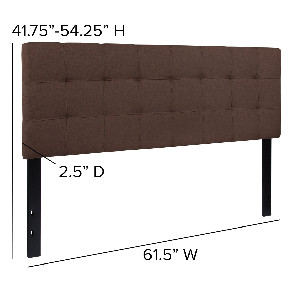 Dark Brown,Queen |#| Quilted Tufted Upholstered Queen Size Headboard in Dark Brown Fabric