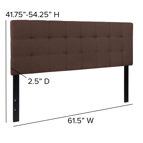 Dark Brown,Queen |#| Quilted Tufted Upholstered Queen Size Headboard in Dark Brown Fabric