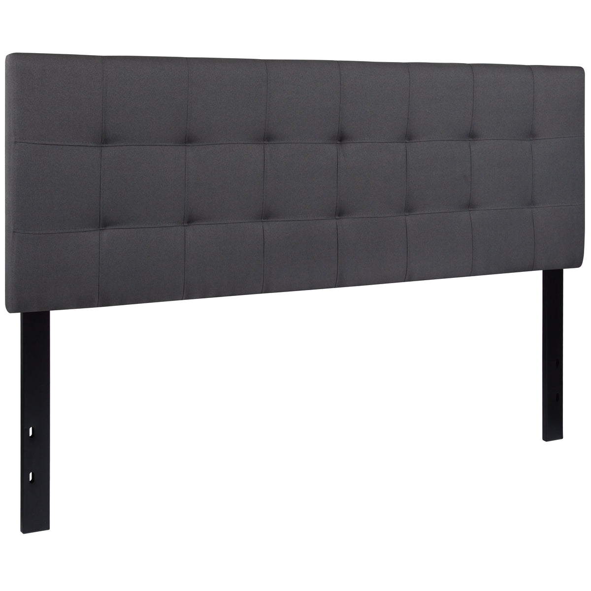 Dark Gray,Queen |#| Quilted Tufted Upholstered Queen Size Headboard in Dark Gray Fabric